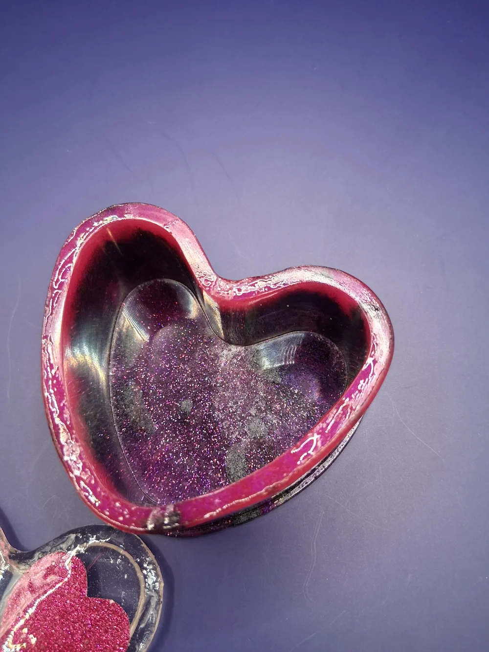 Heart-Shaped Pink Glitter Trinket Box